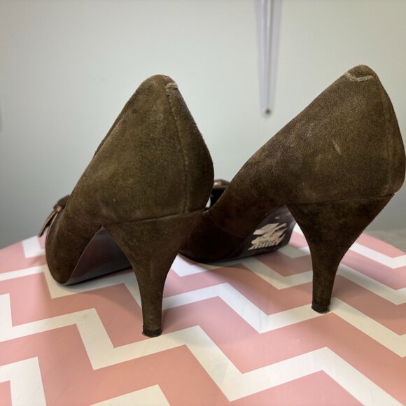 DKNYC Women's Brown Suede Open-Toed Heels Size 8 - Picture 4 of 7